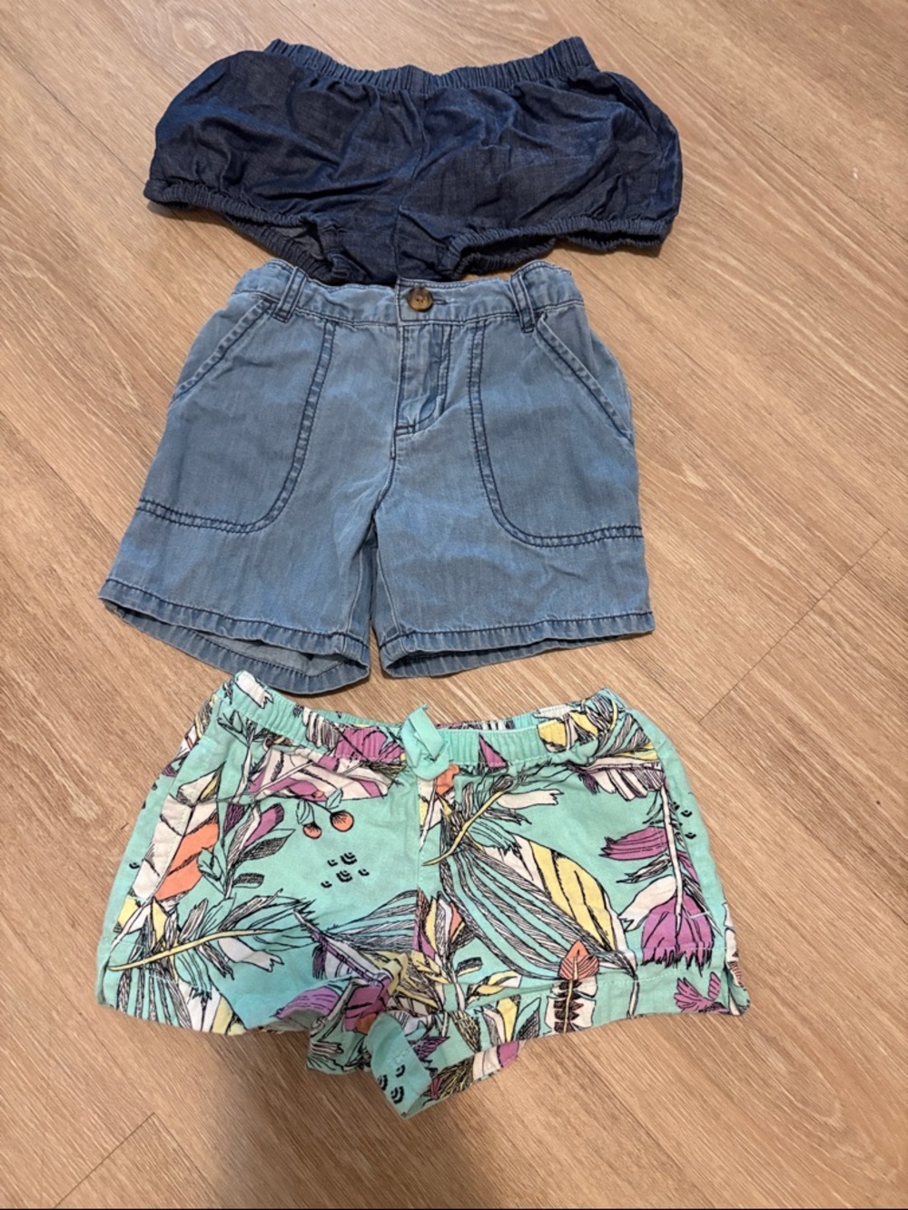Crazy 8 and Carters bundle Denim and Tropical Print Shorts Set - Blue & Mint